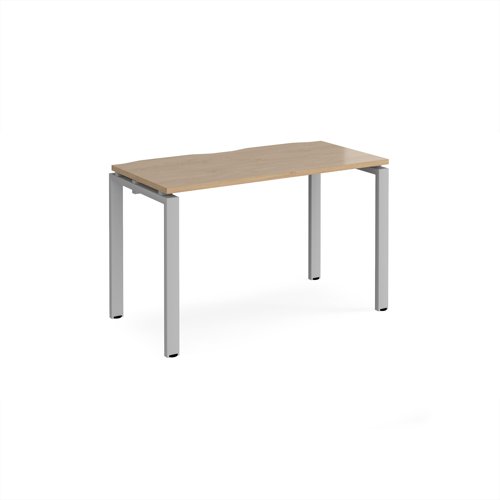 Adapt single desk 1200mm x 600mm - silver frame, kendal oak top Adapt single desk 1200mm x 600mm - silver frame, kendal oak top