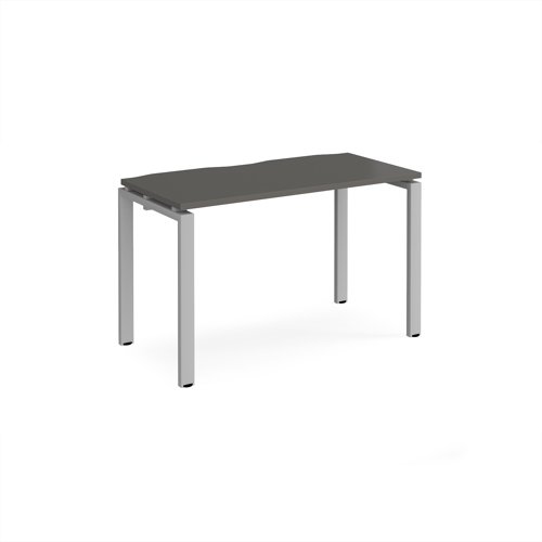 Adapt single desk 1200mm x 600mm - silver frame, storm grey top Adapt single desk 1200mm x 600mm - silver frame, storm grey top