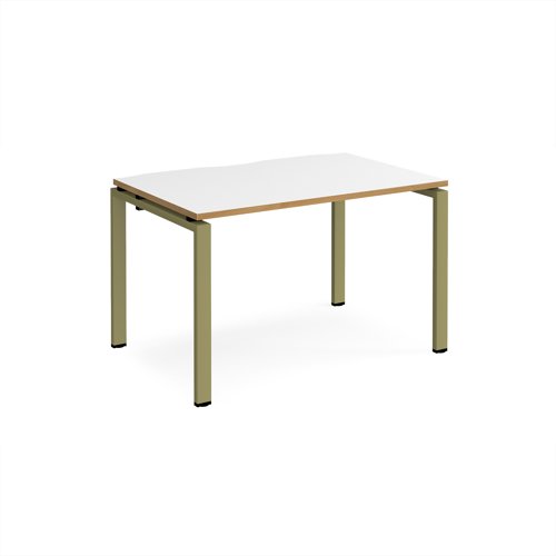 Adapt single desk 1200mm x 800mm - green frame, white top, oak edge Adapt single desk 1200mm x 800mm - green frame, white top, oak edge