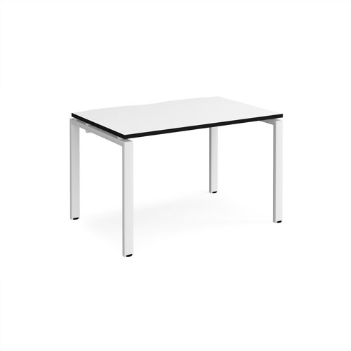 Adapt single desk 1200mm x 800mm - white frame, white top, black edge Adapt single desk 1200mm x 800mm - white frame, white top, black edge