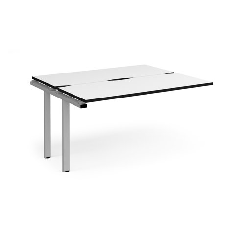 Adapt add on unit single 1400mm x 1200mm - silver frame, white top, black edge Adapt add on unit single 1400mm x 1200mm - silver frame, white top, black edge