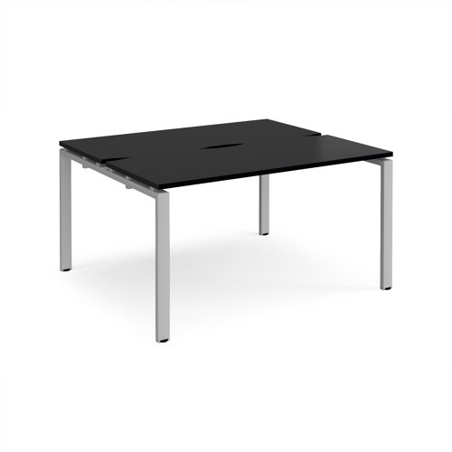 Adapt back to back desks 1400mm x 1200mm - silver frame, black top Adapt back to back desks 1400mm x 1200mm - silver frame, black top