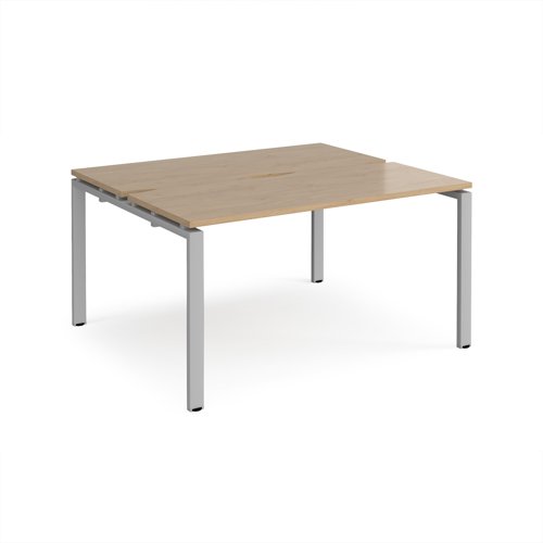 Adapt back to back desks 1400mm x 1200mm - silver frame, kendal oak top Adapt back to back desks 1400mm x 1200mm - silver frame, kendal oak top