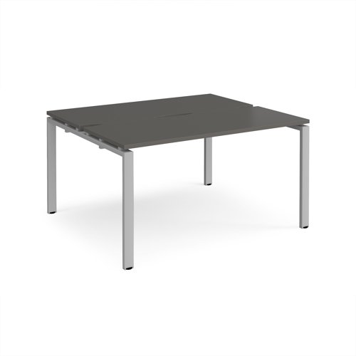 Adapt back to back desks 1400mm x 1200mm - silver frame, storm grey top Adapt back to back desks 1400mm x 1200mm - silver frame, storm grey top