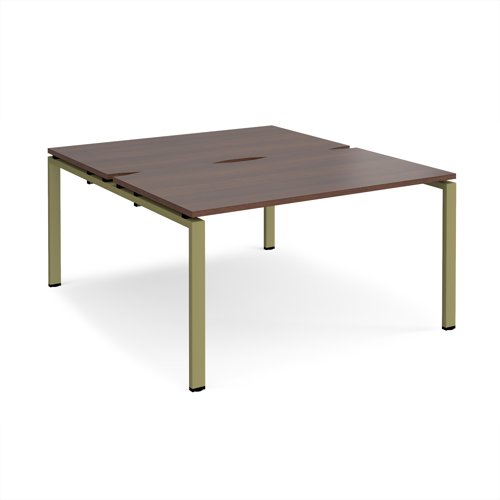 Adapt back to back desks 1400mm x 1600mm - green frame, walnut top Adapt back to back desks 1400mm x 1600mm - green frame, walnut top