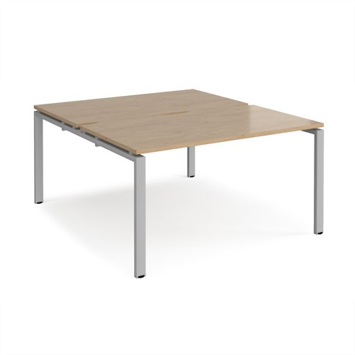 Adapt back to back desks 1400mm x 1600mm - silver frame, kendal oak top Adapt back to back desks 1400mm x 1600mm - silver frame, kendal oak top