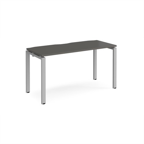 Adapt single desk 1400mm x 600mm - silver frame, storm grey top Adapt single desk 1400mm x 600mm - silver frame, storm grey top