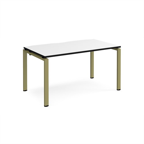 Adapt single desk 1400mm x 800mm - green frame, white top, black edge Adapt single desk 1400mm x 800mm - green frame, white top, black edge