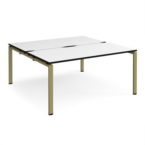 Adapt back to back desks 1600mm x 1600mm - green frame, white top, black edge Adapt back to back desks 1600mm x 1600mm - green frame, white top, black edge