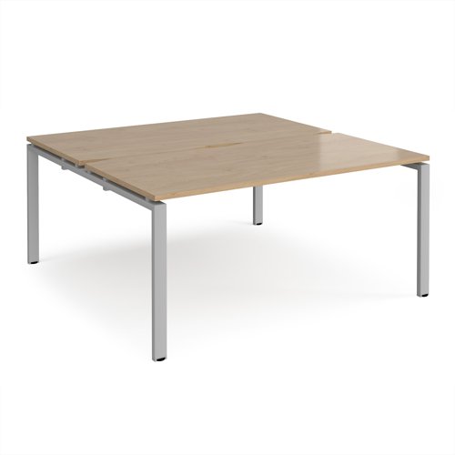 Adapt back to back desks 1600mm x 1600mm - silver frame, kendal oak top Adapt back to back desks 1600mm x 1600mm - silver frame, kendal oak top