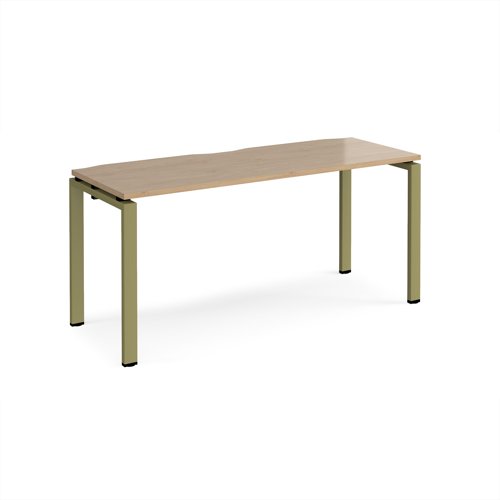 Adapt single desk 1600mm x 600mm - green frame, kendal oak top Adapt single desk 1600mm x 600mm - green frame, kendal oak top