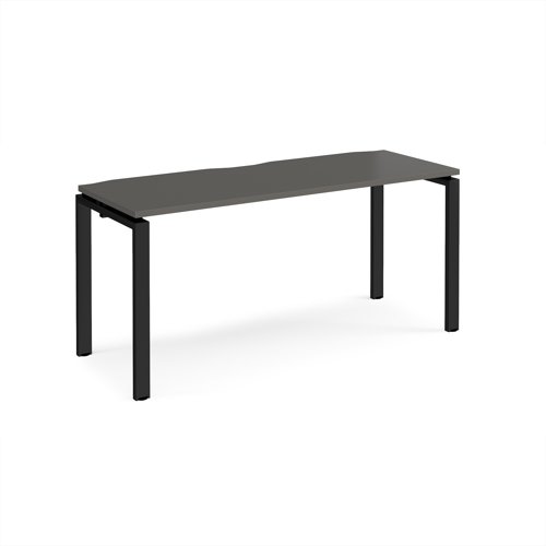 Adapt single desk 1600mm x 600mm - black frame, storm grey top Adapt single desk 1600mm x 600mm - black frame, storm grey top