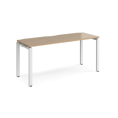 Adapt single desk 1600mm x 600mm - white frame, kendal oak top Adapt single desk 1600mm x 600mm - white frame, kendal oak top