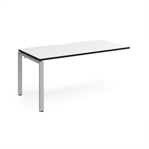 Adapt add on unit single 1600mm x 800mm - silver frame, white top, black edge Adapt add on unit single 1600mm x 800mm - silver frame, white top, black edge