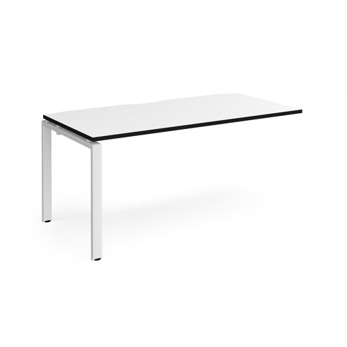 Adapt add on unit single 1600mm x 800mm - white frame, white top, black edge Adapt add on unit single 1600mm x 800mm - white frame, white top, black edge