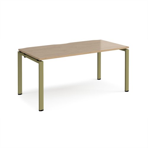 Adapt single desk 1600mm x 800mm - green frame, kendal oak top Adapt single desk 1600mm x 800mm - green frame, kendal oak top