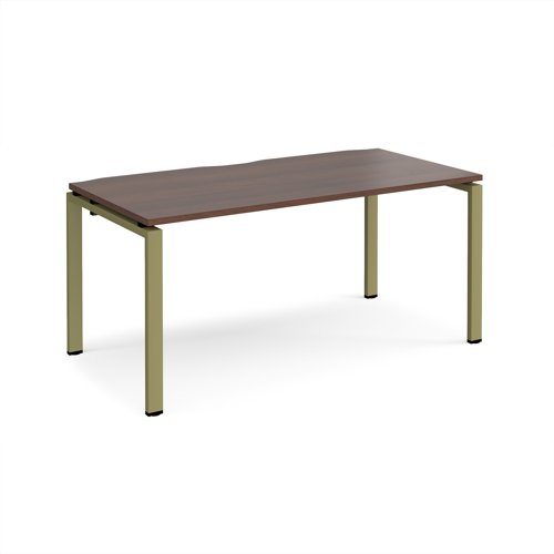Adapt single desk 1600mm x 800mm - green frame, walnut top Adapt single desk 1600mm x 800mm - green frame, walnut top