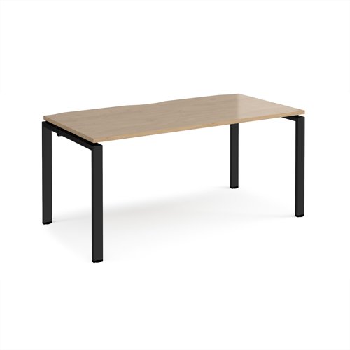 Adapt single desk 1600mm x 800mm - black frame, kendal oak top Adapt single desk 1600mm x 800mm - black frame, kendal oak top