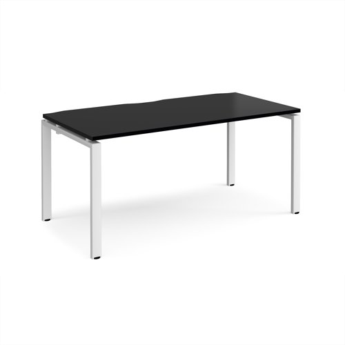 Adapt single desk 1600mm x 800mm - white frame, black top Adapt single desk 1600mm x 800mm - white frame, black top