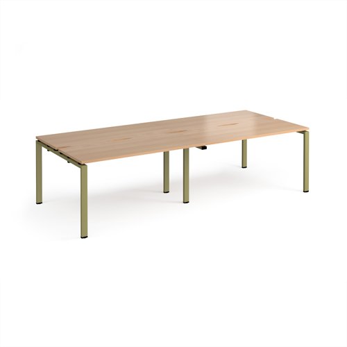 Adapt double back to back desks 2800mm x 1200mm - green frame, beech top Adapt double back to back desks 2800mm x 1200mm - green frame, beech top