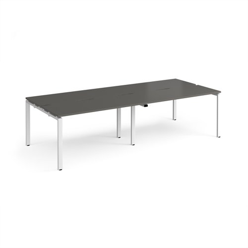 Adapt double back to back desks 2800mm x 1200mm - white frame, storm grey top Adapt double back to back desks 2800mm x 1200mm - white frame, storm grey top