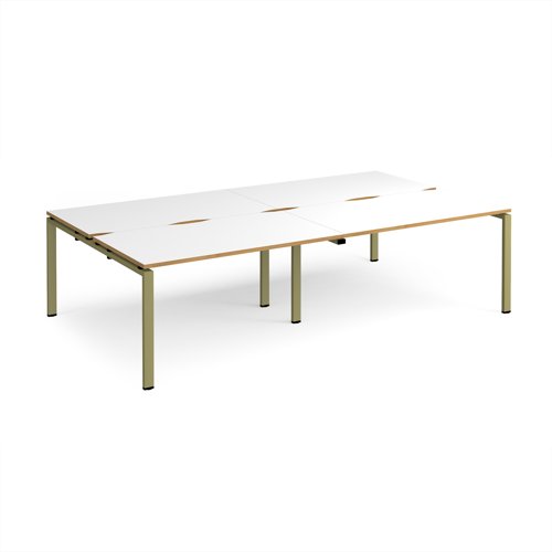 Adapt double back to back desks 2800mm x 1600mm - green frame, white top, oak edge Adapt double back to back desks 2800mm x 1600mm - green frame, white top, oak edge