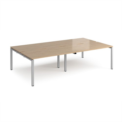 Adapt double back to back desks 2800mm x 1600mm - silver frame, kendal oak top Adapt double back to back desks 2800mm x 1600mm - silver frame, kendal oak top