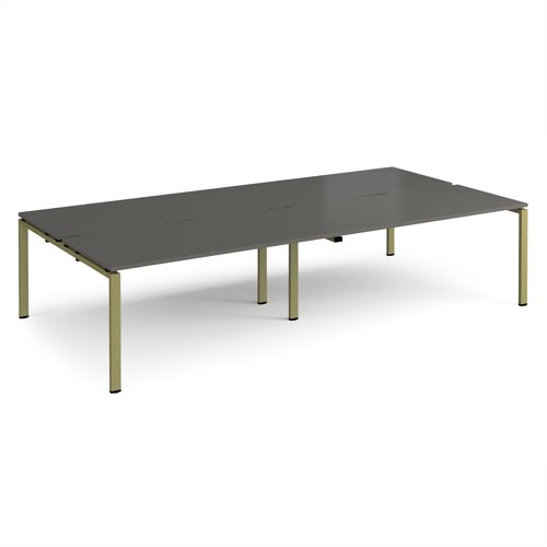 Adapt double back to back desks 3200mm x 1600mm - green frame, storm grey top Adapt double back to back desks 3200mm x 1600mm - green frame, storm grey top