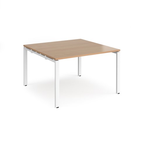 Adapt boardroom table starter unit 1200mm x 1200mm - white frame, beech top