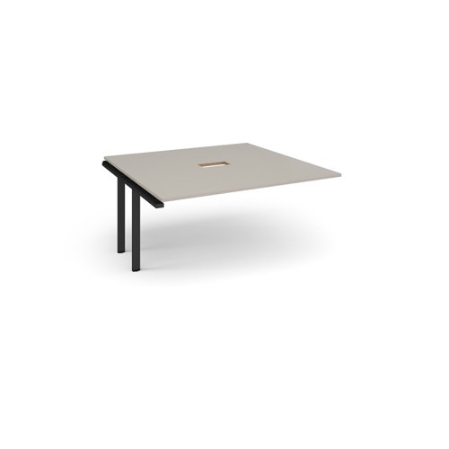 Adapt boardroom table add on unit 1600mm x 1600mm with central cutout 272mm x 132mm - black frame, light grey top Adapt boardroom table add on unit 1600mm x 1600mm with central cutout 272mm x 132mm - black frame, light grey top
