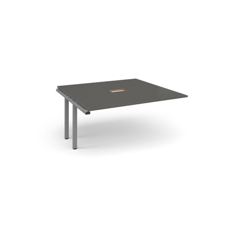 Adapt boardroom table add on unit 1600mm x 1600mm with central cutout 272mm x 132mm - silver frame, onyx grey top Adapt boardroom table add on unit 1600mm x 1600mm with central cutout 272mm x 132mm - silver frame, onyx grey top