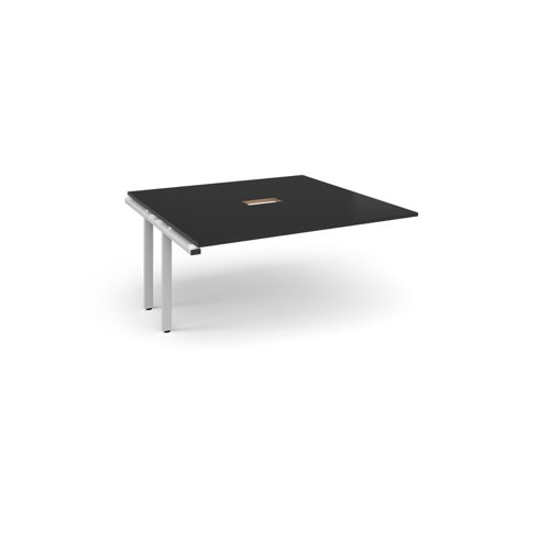 Adapt boardroom table add on unit 1600mm x 1600mm with central cutout 272mm x 132mm - white frame, black top Adapt boardroom table add on unit 1600mm x 1600mm with central cutout 272mm x 132mm - white frame, black top