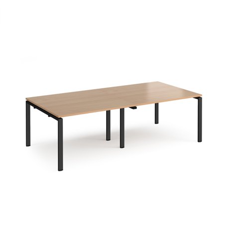 Adapt rectangular boardroom table 2400mm x 1200mm - black frame, beech top