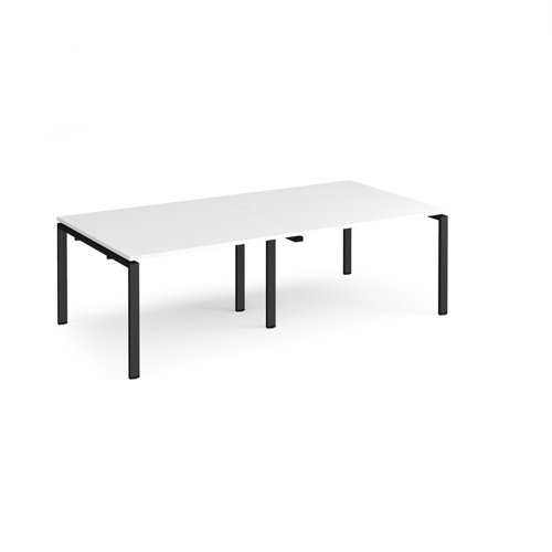 Adapt rectangular boardroom table 2400mm x 1200mm - black frame, white top