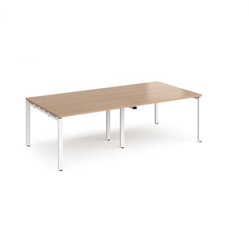 Adapt rectangular boardroom table 2400mm x 1200mm - white frame, beech top