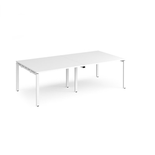 Adapt rectangular boardroom table 2400mm x 1200mm - white frame, white top