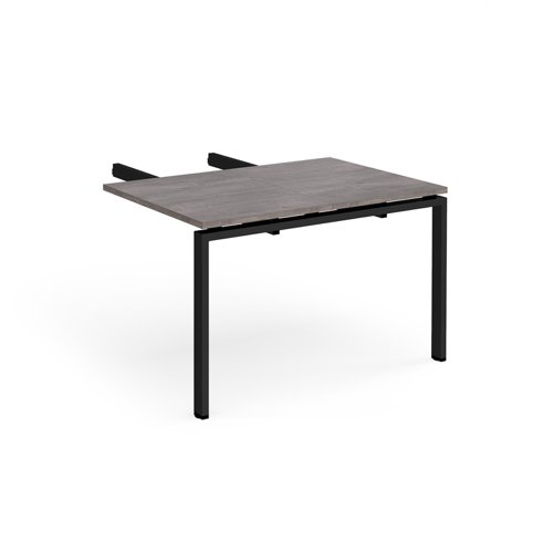 Adapt add on unit double return desk 800mm x 1200mm - black frame, grey oak top