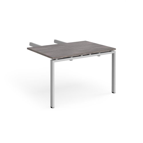 Adapt add on unit double return desk 800mm x 1200mm - silver frame, grey oak top