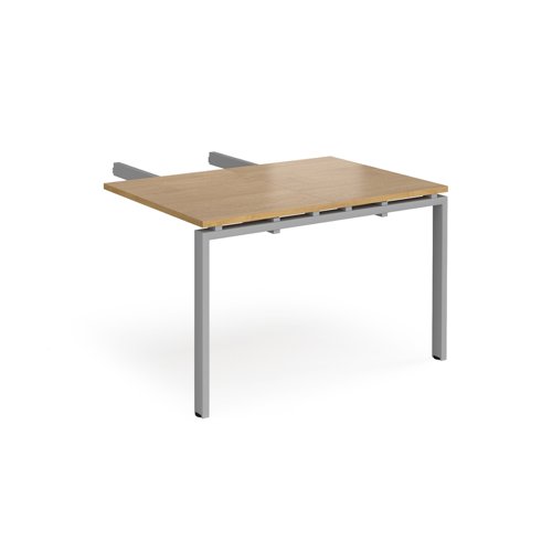 Adapt add on unit double return desk 800mm x 1200mm - silver frame, oak top