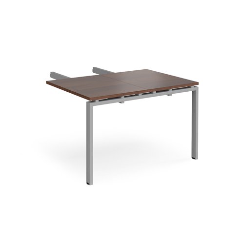 Adapt add on unit double return desk 800mm x 1200mm - silver frame, walnut top