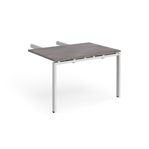 Adapt add on unit double return desk 800mm x 1200mm - white frame and grey oak top