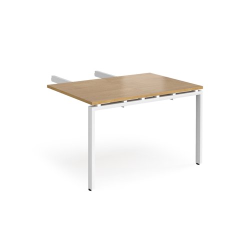 Adapt add on unit double return desk 800mm x 1200mm - white frame, oak top