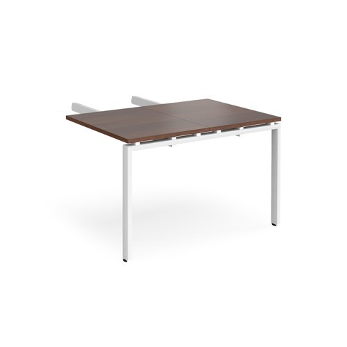 Adapt add on unit double return desk 800mm x 1200mm - white frame, walnut top