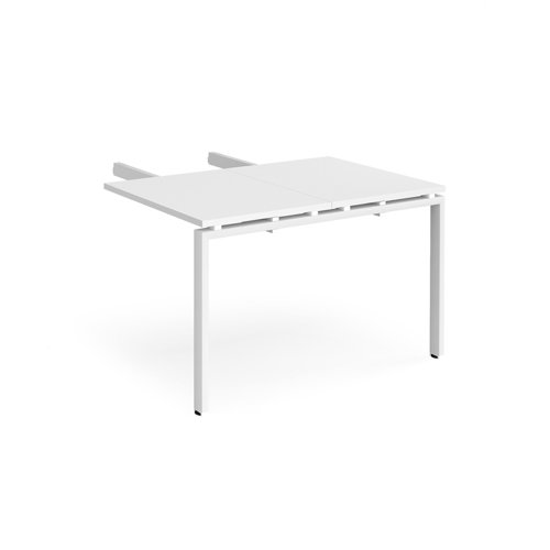 Adapt add on unit double return desk 800mm x 1200mm - white frame and white top