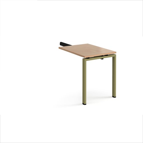 Adapt add on unit single return desk 800mm x 600mm - green frame, beech top Adapt add on unit single return desk 800mm x 600mm - green frame, beech top