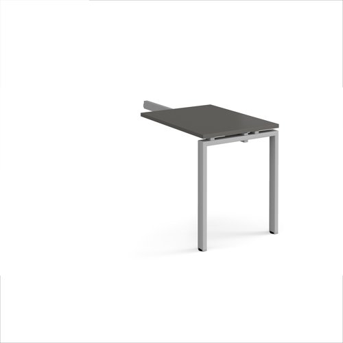 Adapt add on unit single return desk 800mm x 600mm - silver frame, storm grey top Adapt add on unit single return desk 800mm x 600mm - silver frame, storm grey top