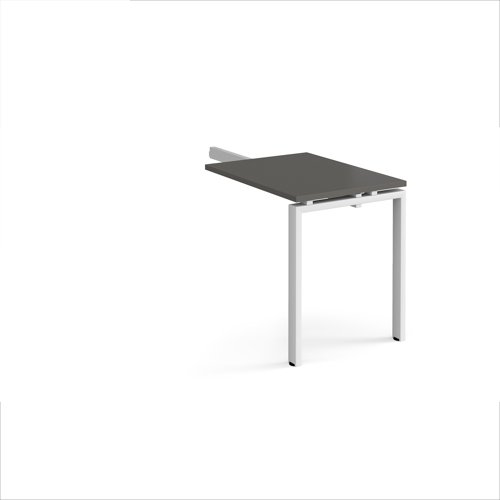 Adapt add on unit single return desk 800mm x 600mm - white frame, storm grey top Adapt add on unit single return desk 800mm x 600mm - white frame, storm grey top