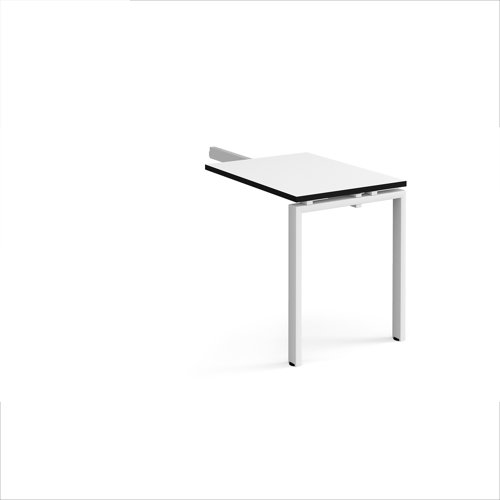 Adapt add on unit single return desk 800mm x 600mm - white frame, white top, black edge Adapt add on unit single return desk 800mm x 600mm - white frame, white top, black edge