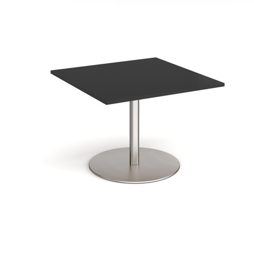 Eternal square extension table 1000mm x 1000mm - brushed steel base, black top Eternal square extension table 1000mm x 1000mm - brushed steel base, black top