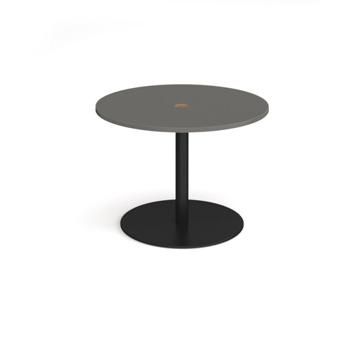 Eternal circular meeting table 1000mm with central circular cutout 80mm - black base, onyx grey top Eternal circular meeting table 1000mm with central circular cutout 80mm - black base, onyx grey top
